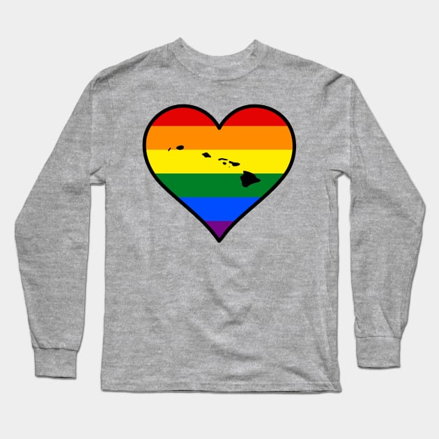 Hawaii Gay Pride Heart Long Sleeve T-Shirt by fearcity